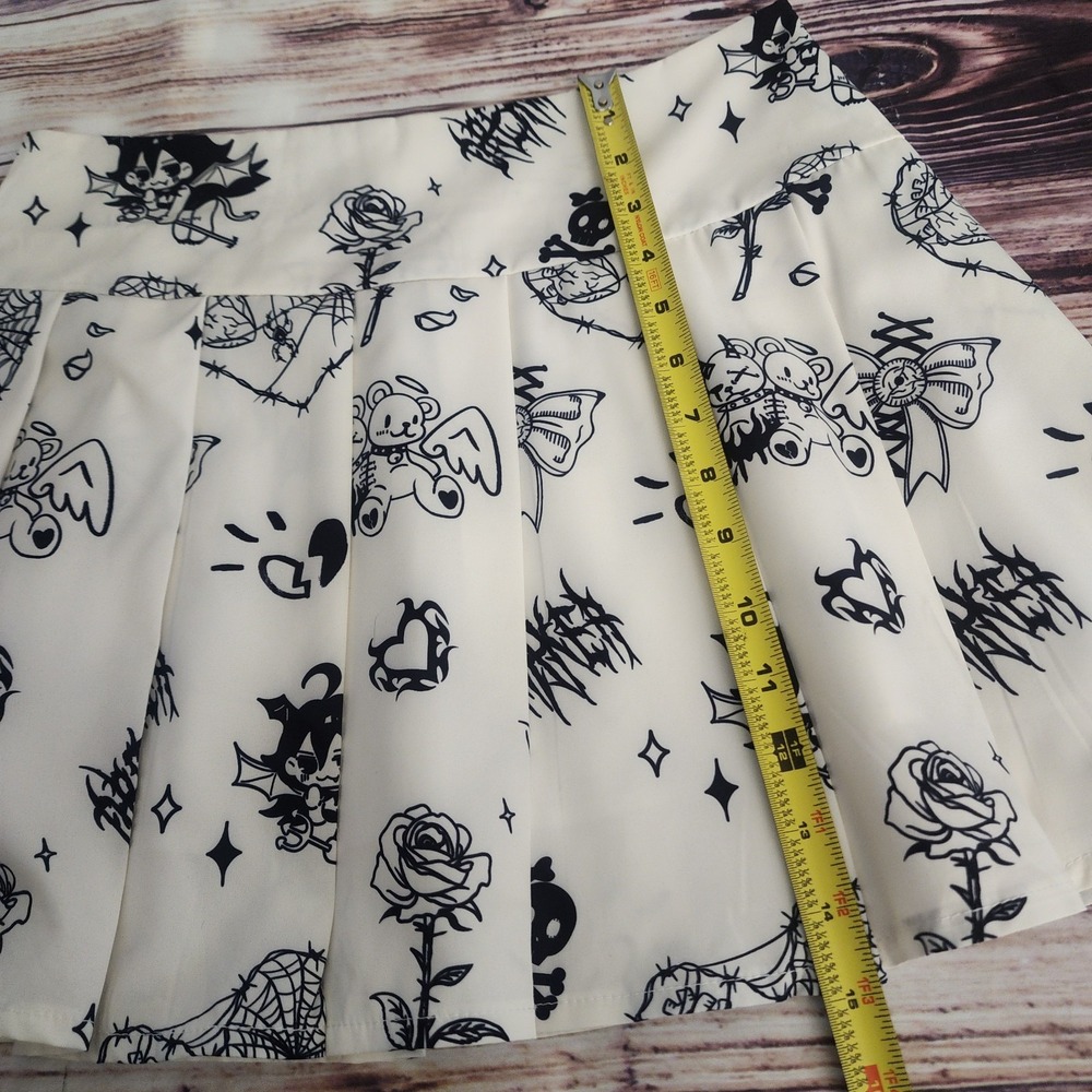 Romwe pleated mini skirt Cute Goth Mall Witchy Kawaii School Girl Punk White - Picture 10 of 12